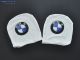 Чехол подголовников BMW белый цветной логотип 0