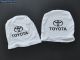 Чохол підголівників Toyota білий-чорний логотип 0