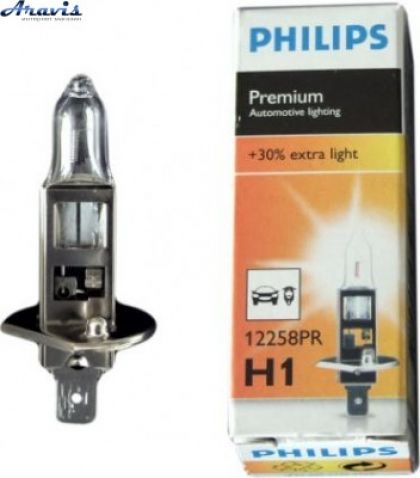 Галогенная лампа H1 12V 55W Philips +30% Vision 12258PRC1