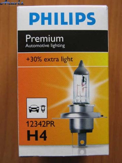 Галогенка Philips H4 12V 60/55W +30%VISION 12342PRC1