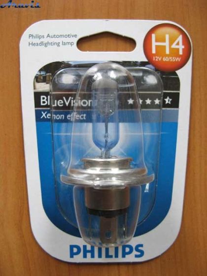 Галогенная лампа H4 12V 60/55W Philips 12342BVB1 BlueVision