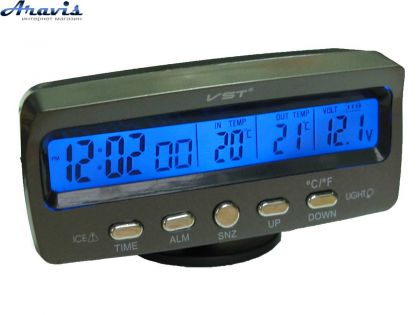 Часы VST-7045V термометр внут/наруж/подсветка/вольтметр