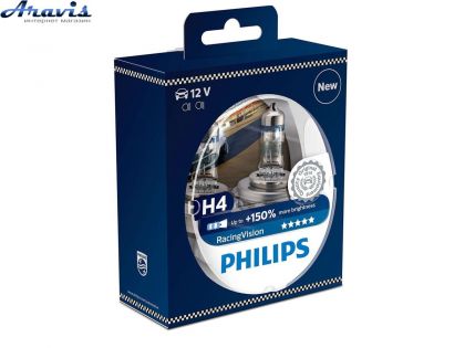 Галогенная лампа H4 12V 60/55W PHILIPS +150% 12342RVS2
