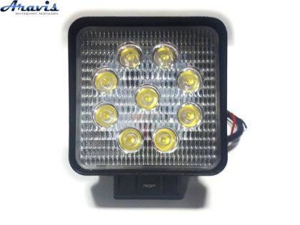Додаткові світлодіодні фари LED 06-27W 9 led квадратні близький