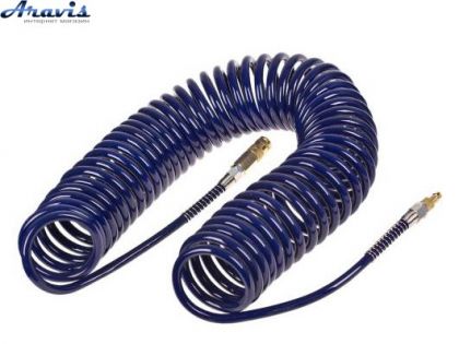 Шланг спіральний для пневмоінструменту 8х12ммх20м (поліуретан) Alloid синій
