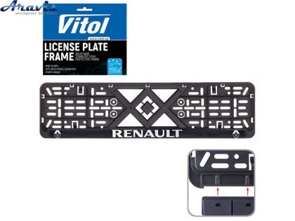 Рамка номерного знака пластик SR с хромированной рельефной надписью RENAULT РН-VCH-15650