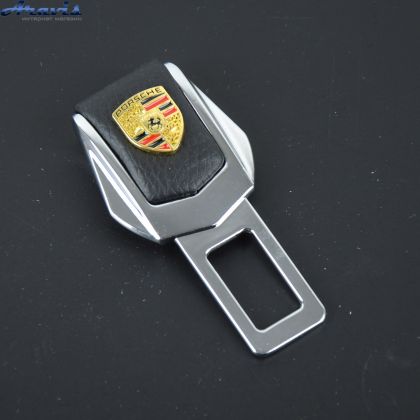 Заглушка ременя безпеки метал Porsche цинк.сплав + шкіра FLY тип №2