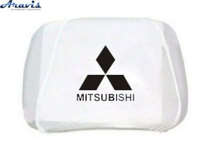 Чохол підголівників Mitsubishi білий чорний логотип