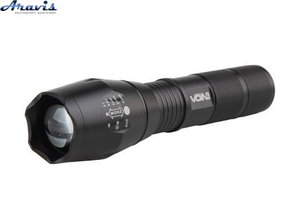 Ліхтарик ручний Voin VL-8012, LED T6, 300Lm, зум, алюміній, 1х18650 або 3хААА (не в комплекті)