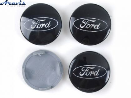 Колпачки на диски Ford черные гладкие 54/51мм заглушки на литые диски