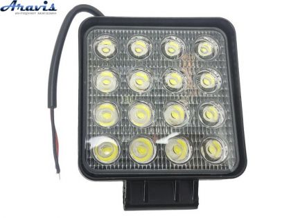 Додаткові світлодіодні фари LED Квадратні 48W 105*105*50мм (3W*16) 10-30V 19T-48W/55/F ближній