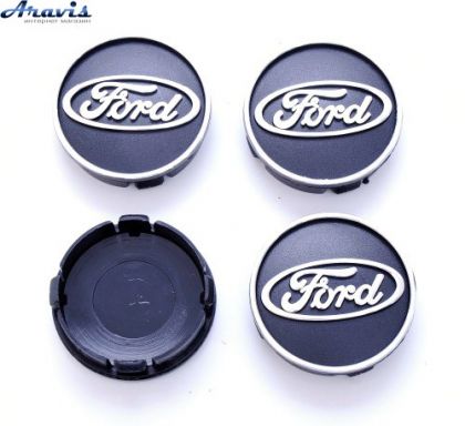 Ковпачки на диски Ford чорні об'ємні 60/55мм заглушки на литі диски