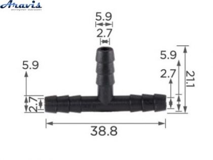 З’єднувач C0406 для трубок трійник d5.8мм OEM 22215 100 шт