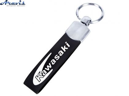 Брелок для ключей с резиновым ремешком moto Kawasaki чёрный