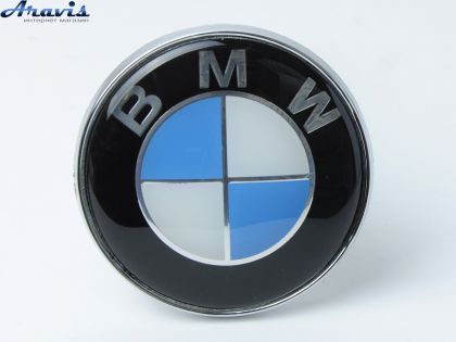 Емблема BMW 84мм капот пластик 2 пуклі Оригінал якість тех пакет цільна