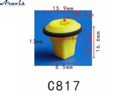 Кліпси C0817 під саморіз Nissan Honda Mazda Mitsubishi Suzuki Toyota 01281-00601,0128100601 100шт