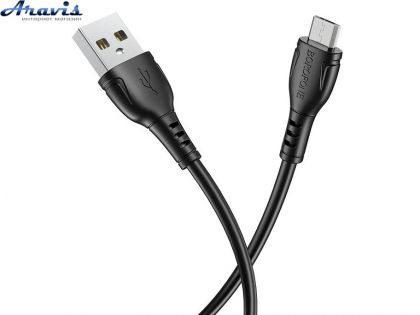Кабель USB-Micro USB Borofone BX51 Triumph 1м/2.4A Black чорний