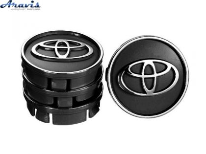 Колпачки на диски Toyota черные объемные 60/55мм заглушки на литые диски