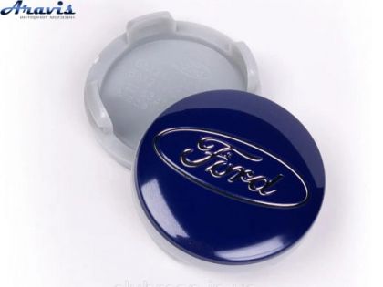 Колпачки на диски Ford 55/51мм пластик гладкие синие 4шт