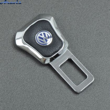 Заглушка ремня безопасности метал Volkswagen цинк.сплав + кожа FLY тип №7