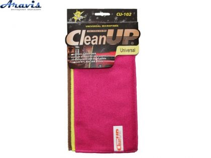 Салфетка микрофибра 30х30 CU-102 CleanUP универсальная (мятный, черный, фиолет) 80% полиэстр +20% 3шт