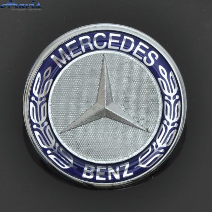 Емблема Mercedes-714 на капот 2 пуклі пластик 609 D75мм