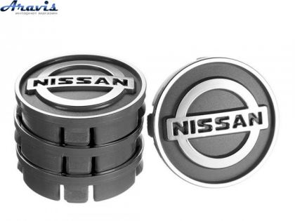 Ковпачки на диски Nissan 60x55 сірий ABS пластик 4шт 50017