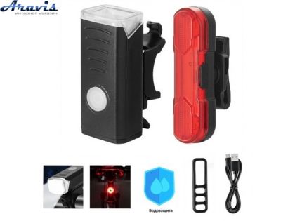 Ліхтарик на велосипед BSK-HY027-XPG, STOP-5SMD(red), Li-Ion акумулятор, ЗУ Micro USB, Box