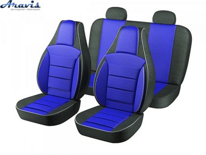 Чехлы на сиденья Pilot 2110/Priora седан ткань черн.+ткань синяя