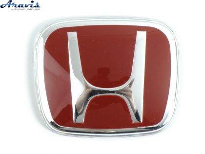 Эмблема Honda 80х65мм оргстекло скотч 3М красная 75701-S1A-E11ZB