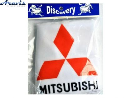 Чехол подголовников Mitsubishi белый цветной логотип