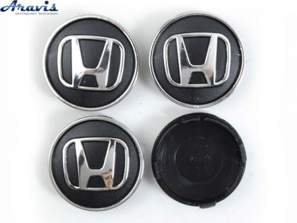 Ковпачки на диски Honda чорні об'ємні 60/55мм заглушки на литі диски