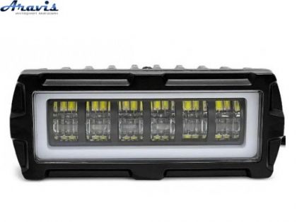 Дополнительные светодиодные фары LED Bi прямоугольные 36W 125*50*55mm (3W*12) 10-80V + DRL (белий диодний обод) 11-36W+DRL