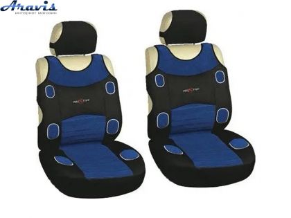 Майки на сидения синяя/черная передняя велюр Prestige 72541/1