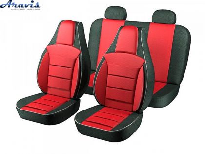 Чохли на сидіння Pilot Славута/Таврія-Нова чорна тканина.+тканина червона