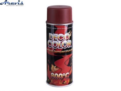 Краска аэрозольная красная Deco Color термостойкая 800*С 725328 400мл