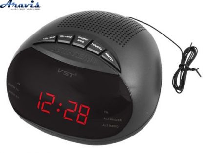 Часы сетевые PTVS 901-1 красные, радио FM, 220V