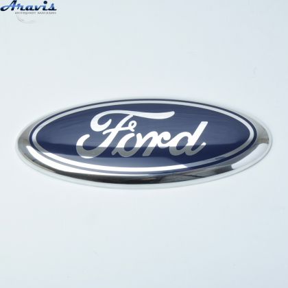 Емблема Ford 145х58мм пластик великий хром зелений скотч накладка
