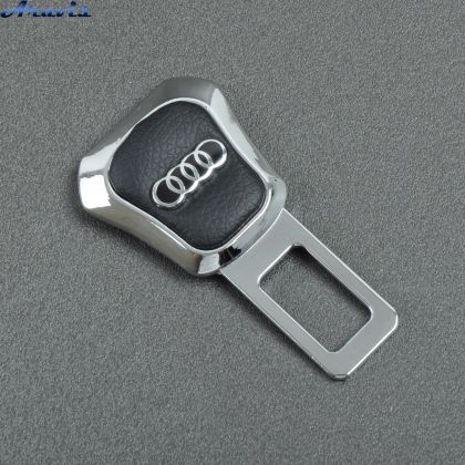 Заглушка ременя безпеки метал Audi цинк.сплав + шкіра FLY №7