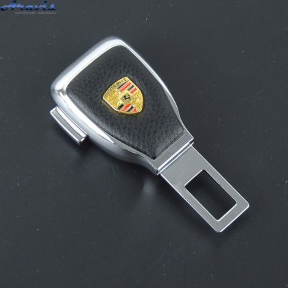 Заглушка ремня безопасности метал Porsche цинк.сплав + кожа + вход под ремень FLY №5