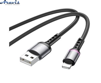 Кабель USB для Iphone Borofone BU33 с индикатором 1.2м Black