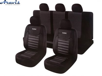 Чехлы на сиденья Milex Touring полный комплект 2пер+2задн+5 подголовников черные PS-T25001