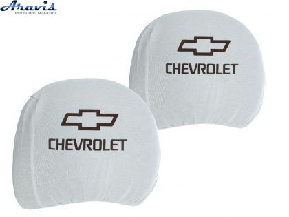 Чохол підголівників Chevrolet білий-чорний логотип