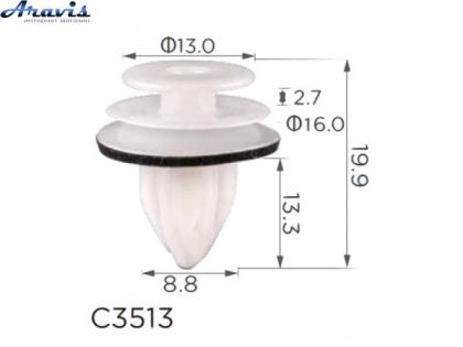 Клипсы C3513 обшивки Универсальные 100шт