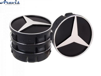 Ковпачки на диски Mersedes 60x55 чорний ABS пластик 4шт 50942