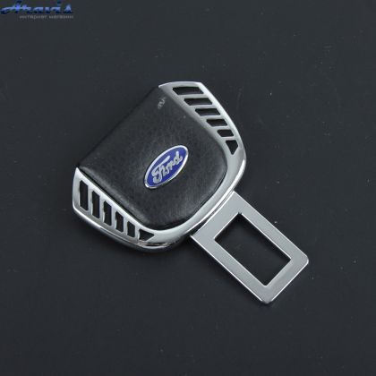 Заглушка ремня безопасности метал Ford цинк.сплав + кожа FLY тип №1