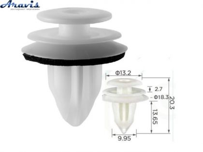 Клипсы C0391 с поролоном Citroen Lexus Toyota Subaru Suzuki Mazda Kia Hyundai Honda GM 100шт