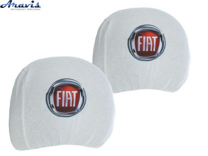 Чехол подголовников Fiat белый цветной логотип