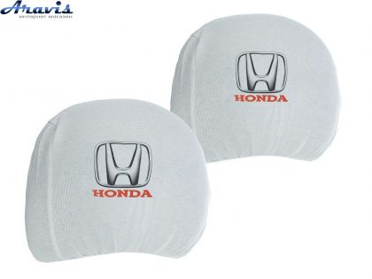 Чехол подголовников Honda белый цветной логотип