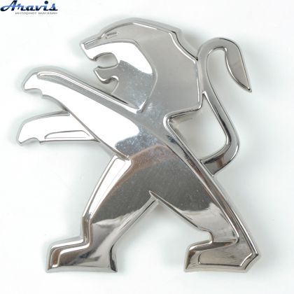 Эмблема Peugeot 70x80мм пластик малая хром 2 пукли